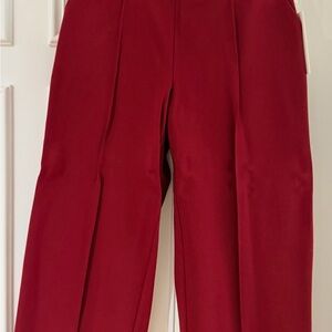 Chic Red Cropped Wide-Leg Pants